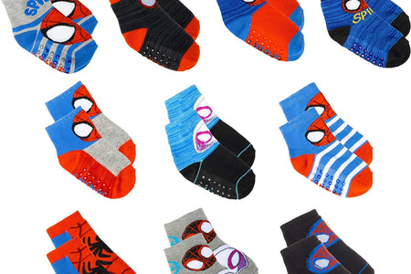 Spiderman Grip Socks, Socks for Toddler Boys, 10 Pack, Spider Man Toddler Gripper Socks, Amazing Spiderman Variety Pack