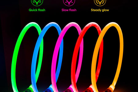 Light up Dog Collars - Waterproof LED Dog Collar, Glow in the Dark Pet Collars, TPU Cuttable Lighted Puppy Collar Lights for Small Medium Large Dogs (Pink)