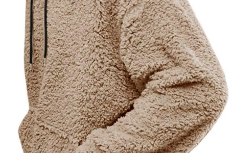 Mens Fuzzy Sherpa Pullover Hoodie Sweatshirts Long Sleeve Sport Front Pocket Fall Outwear Winter Hooded