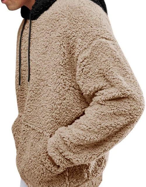 Load image into Gallery viewer, Mens Fuzzy Sherpa Pullover Hoodie Sweatshirts Long Sleeve Sport Front Pocket Fall Outwear Winter Hooded
