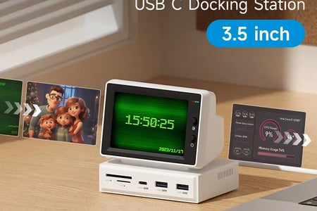 3.5Inch IPS Mini Screen AIDA64 Mini PC CPU RAM HDD Data Monitor Display Sub Screen with USB C Hub for Laptop PC Macbook