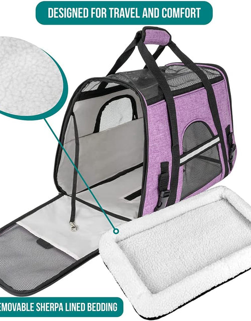 Load image into Gallery viewer, Airline Approved Pet Carrier for Cat, Soft Sided Dog Carrier for Small Dog, Cat Travel Supplies Accessories for Indoor Cat, Ventilated Pet Carrying Bag Medium Kitten Puppy, Large Heather Purple
