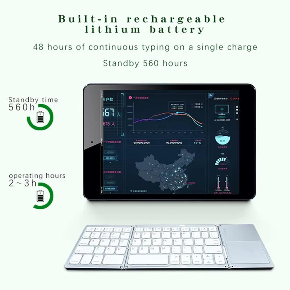 Portable Foldable Folding Keyboard Mini Wireless Bluetooth Keyboard Touchpad Keyboard for Windows Android IOS Tablet Ipad Phone