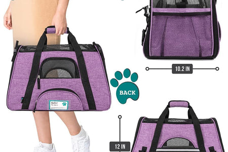 Airline Approved Pet Carrier for Cat, Soft Sided Dog Carrier for Small Dog, Cat Travel Supplies Accessories for Indoor Cat, Ventilated Pet Carrying Bag Medium Kitten Puppy, Large Heather Purple