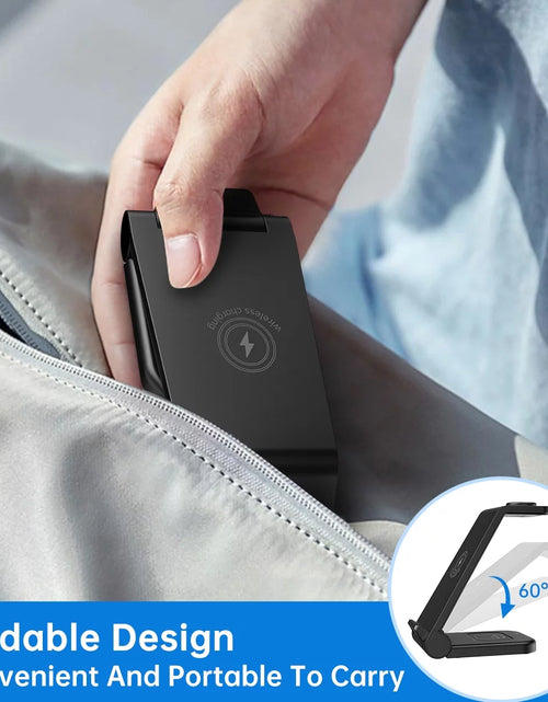 Load image into Gallery viewer, Fast Wireless Charger Station, 23W Wireless Charging Stand for Iphone 16/15/14/13/13 Pro/ 12/12 Pro/11/Xs Max/Xr/X/Galaxy S23 S22 S21 S10, Charging Station for Airpods 4/3/2/Pro, Iwatch Series
