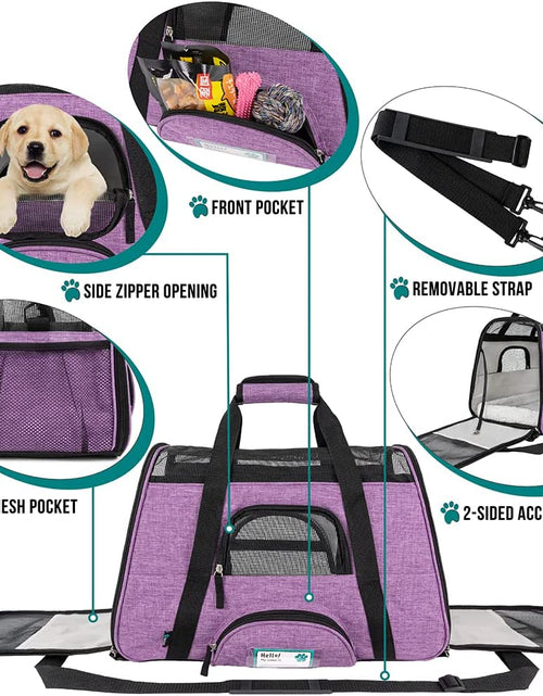 Load image into Gallery viewer, Airline Approved Pet Carrier for Cat, Soft Sided Dog Carrier for Small Dog, Cat Travel Supplies Accessories for Indoor Cat, Ventilated Pet Carrying Bag Medium Kitten Puppy, Large Heather Purple

